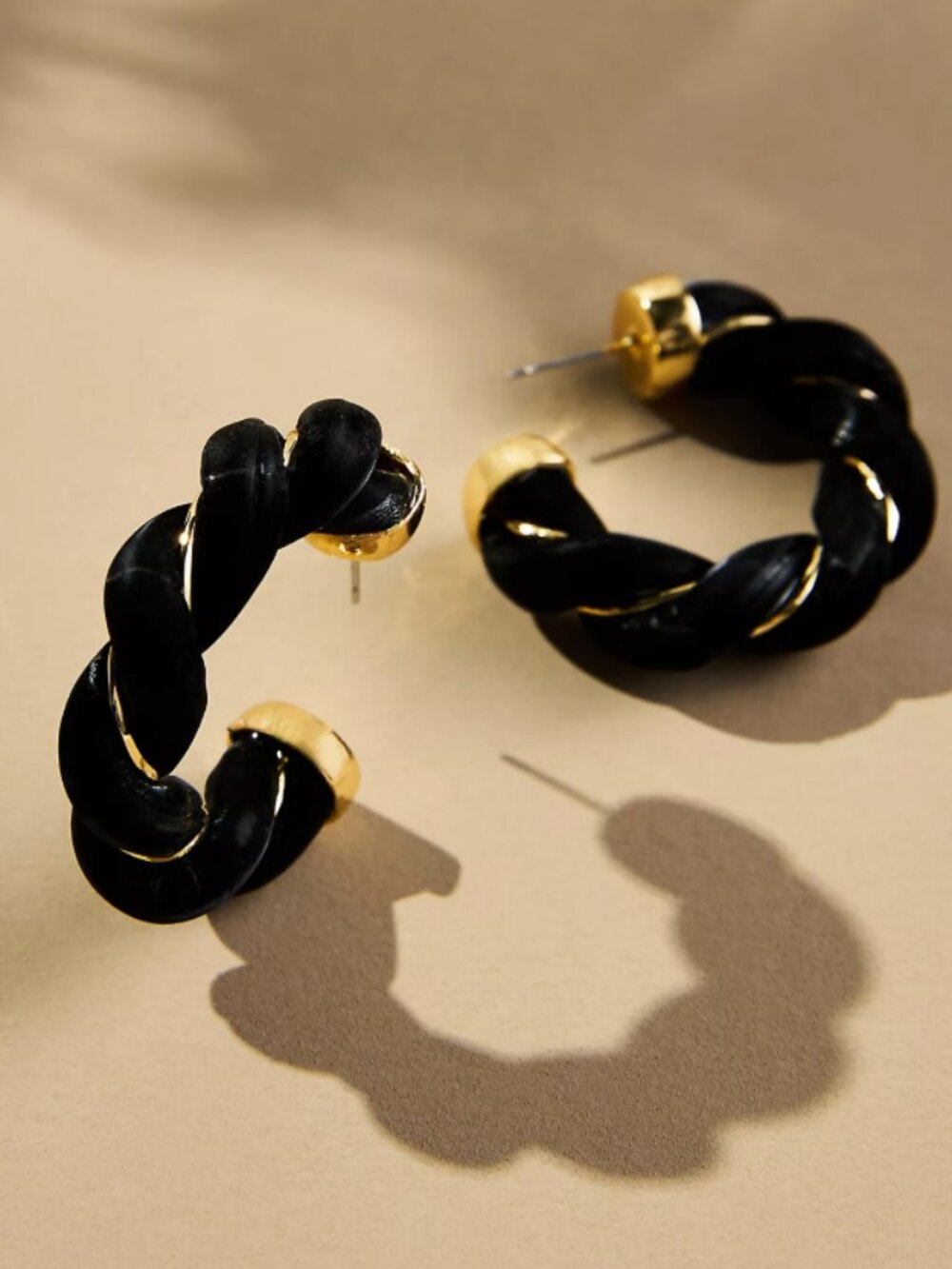 Anthropologie Faux-Leather Twist Hoop Earrings